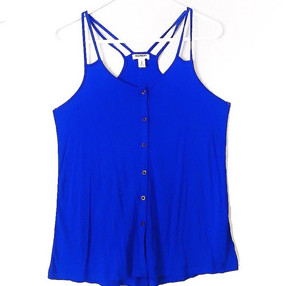 Old Navy Blue Knit Racerback Tank Top - Picture 1 of 3